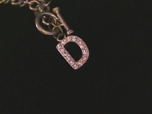 Silver Chain Bracelet with Crystal Accent Initial "D" Dangling Charm
