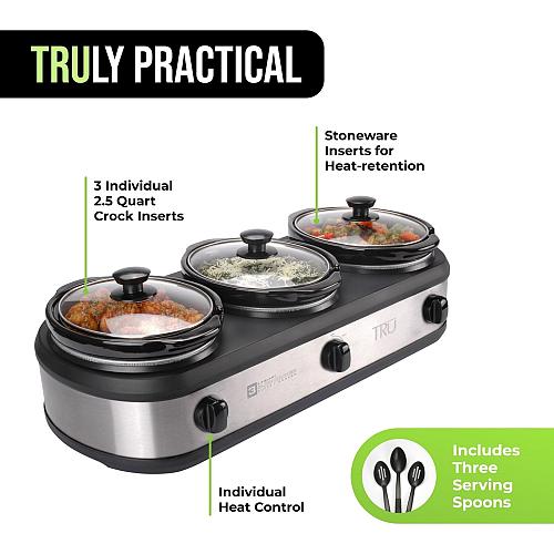 TRU Triple Buffet Server Three 2-1/2-Quart Removable Inserts
