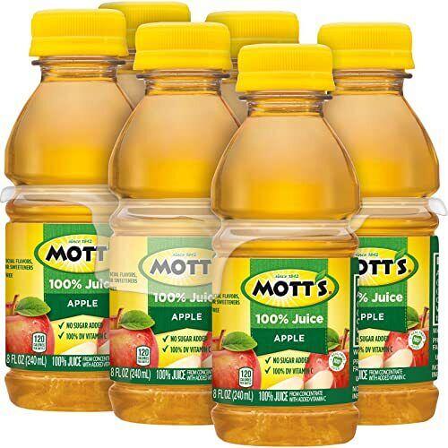 Mott's 100% Original Apple Juice 8 Fl Oz Bottles 24 Count 4 Packs Of 6 2 Serv...