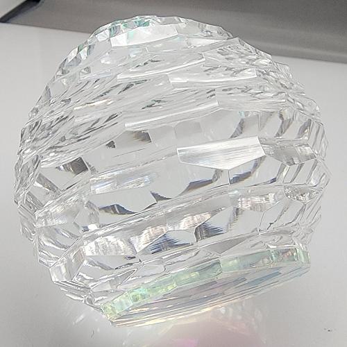 Hand cut glass honeycomb paperweight, 32% lead crystal Signed