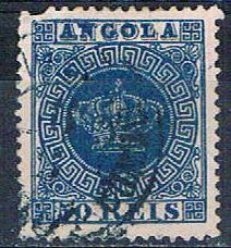 Angola 15 Used Portugese Crown missing perf 1818 CV 14.00 (HV0066)