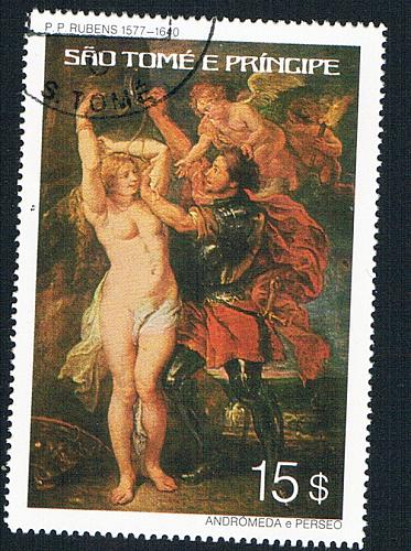 St Thomas & Prince 444 Used Painting Ruben Nude 2 1977 CV 1.60 (BP78604)