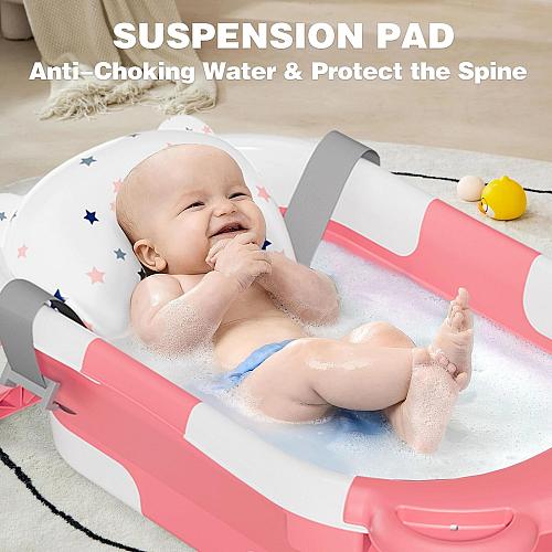 MoreFeel Collapsible Baby Bathtub for Newborn with Thermometer & 1 Hooded Tow...