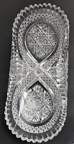 ABP American Brilliant Period Cut Glass crimped bread tray Antique