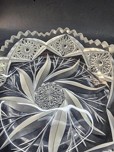 ABP Crystal Cut Glass handled nappie unpolished