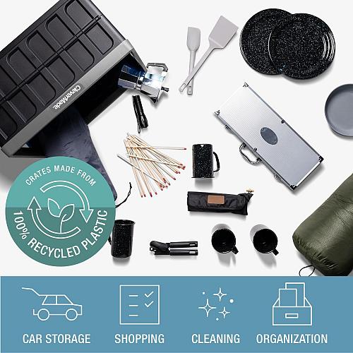 CleverMade Collapsible Storage Bin With Lid Stone 3PK - 46L 12 Gal Folding Pl...