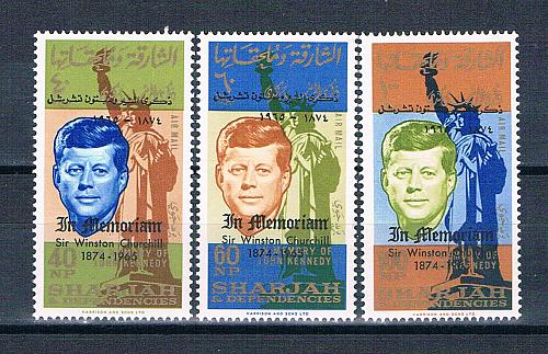 Sharjah 143-45 Unused set JF Kennedy 1964 CV 5.00 (S1045)