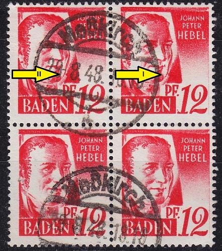 GERMANY Alliiert Franz. Zone [Baden] MiNr 0018 y II+I ( O/used ) [01] 4er