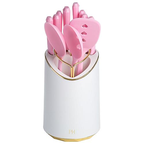 Paris Hilton 12 Piece Knife and Kitchen Utensil Set with Caddy Pink