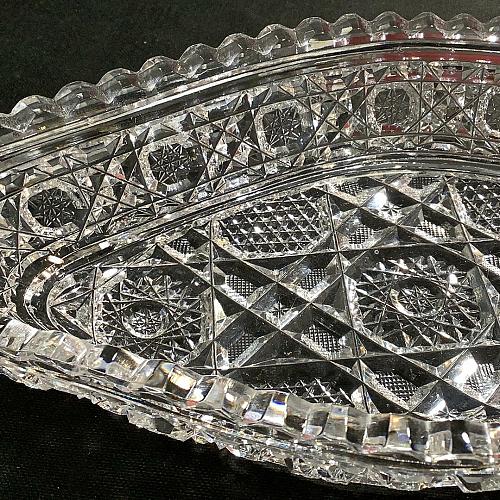 American Brilliant Period Cut Glass oval tray