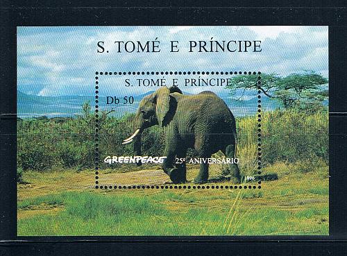 Saint Thomas and Prince Is 1241 Unused SS Elephants CV 4.25 (S0671)+