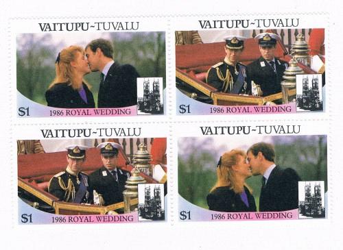 Tuvalu Vaitupu 66a-b Pair Unused Blk 4 Royal Wedding 1986 Cat Val 4.00 (T0021)