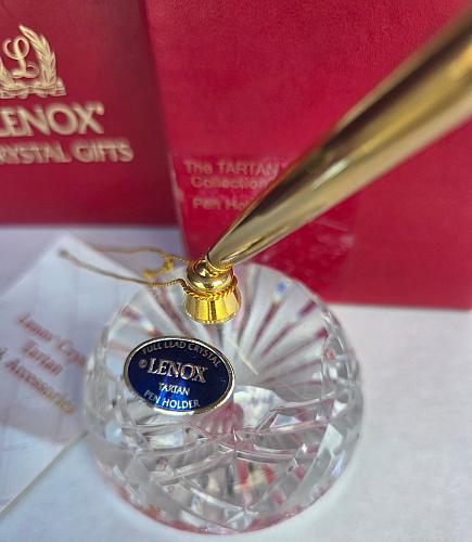 Signed Lenox cut glass Tartian pen Holder