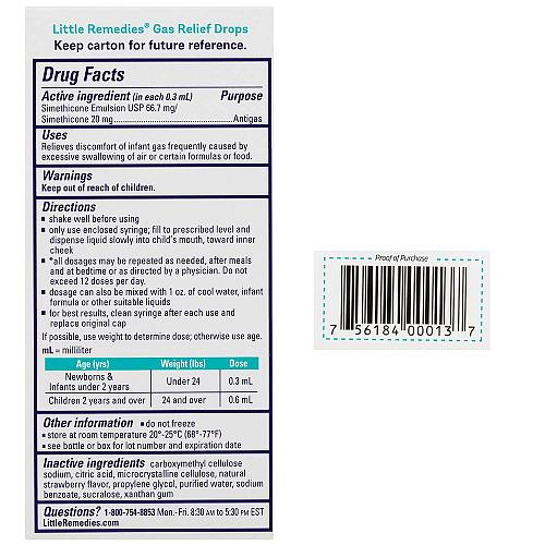 Little Remedies Gas Relief Drops Natural Berry Flavor Safe For Newborns 1 fl oz