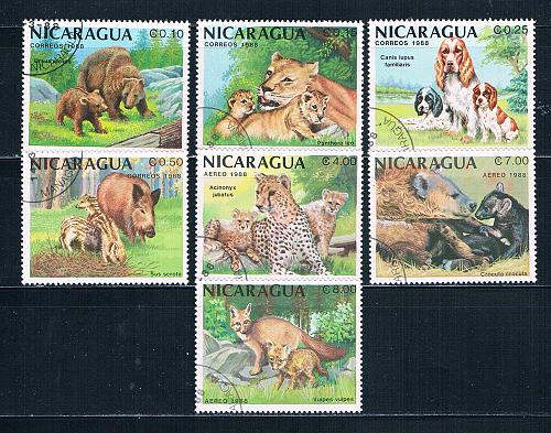 Nicaragua 1703-09 Used set Animals 1988 CV 2.85 (HV0115)+