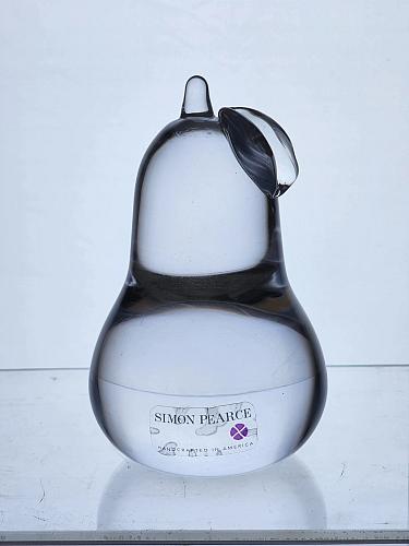 Simon Pearce glass Pear paperweight Made in USA