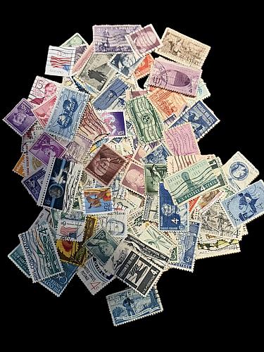 100 USED US STAMPS. ALL DIFFERENT, STOCK PHOTO. FROM A HUGE BOX LOT FREE SHIP!