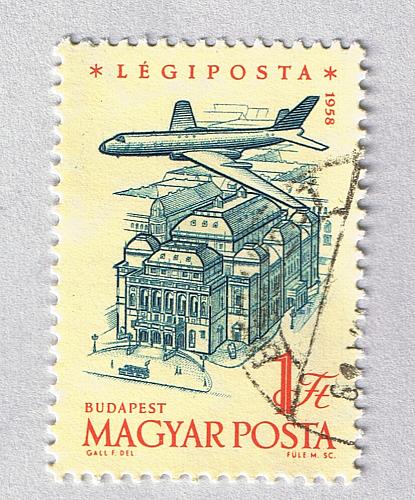 Hungary Used Plane flying over city yellow 1 (BP87407)