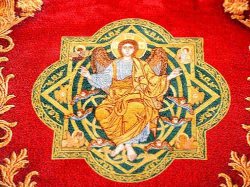 Christlicher Gebetsteppich Orthodox Katholisch Wandteppich Wanddeko Seidig We...