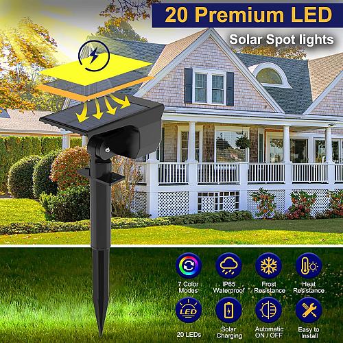 nipify 4 Pack Solar Spot Lights Outdoor Color Changing 7 Modes Halloween RGB ...