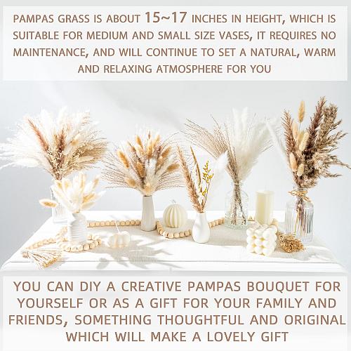 96PCS Natural Dried Pampas Grass Boho Home Decor Bouquet Phragmites Dried Flo...