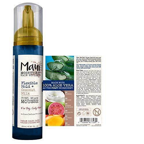 Maui Moisture Flexible Hold + Coconut Milk Curl Foam Mousse for Curly Hair St...