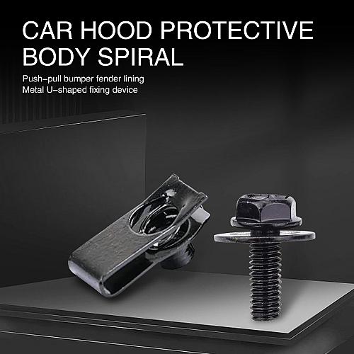 UGSHY 20 PCS Automotive Body Bolt and U-nut Clamp Kit Hood Guard Spiral Bumpe...