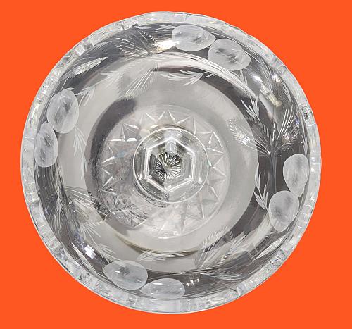 Signed Hawkes gravic fruit compote hand Cut Glass