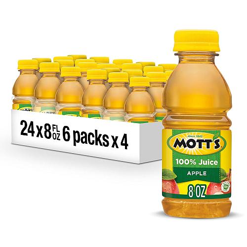 Mott's 100% Original Apple Juice 8 Fl Oz Bottles 24 Count 4 Packs Of 6 2 Serv...