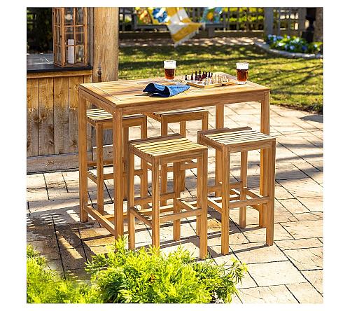 Mesa de bar de teca Evergreen Envío el mismo día ¡Nuevo!