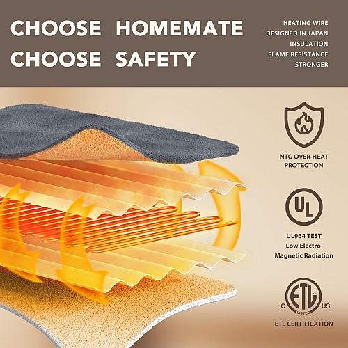 Homemate Heated Blanket Electric Throw - 50"x60" Heating Blanket Throw 1/2/4/...