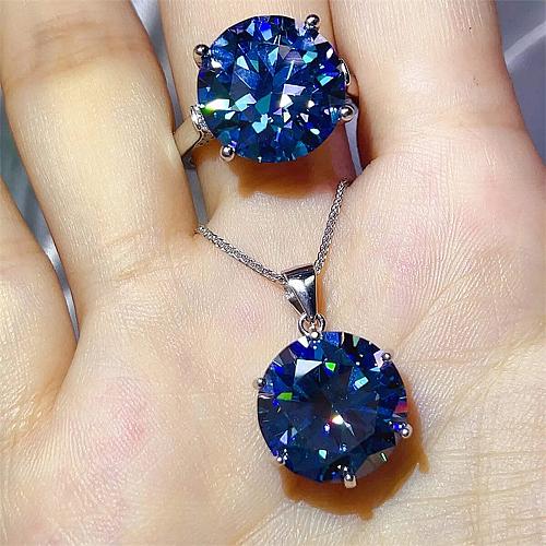 10 Carat Moissanite 925 Sterling Silver Ring and Necklace Set