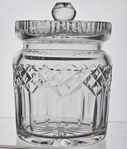 Signed Waterford crystal Lismore cookie jar with lid