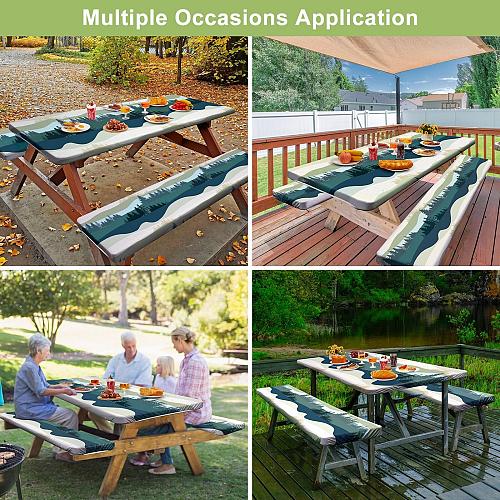 Picnic Table Cover with Bench Covers Camping Essentials Waterproof Windproof ...