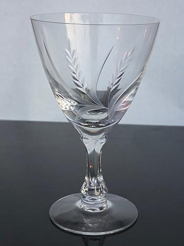 4 Signed Fostoria goblets glass Wheat pattern Hand cut Crystal