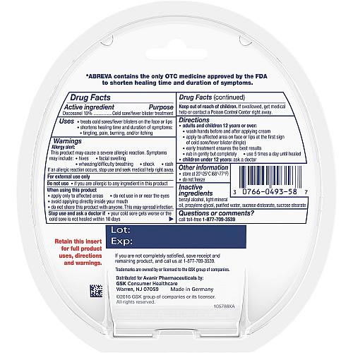 Abreva 10 Percent Docosanol Cold Sore Treatment Treats Your Fever Blister in ...