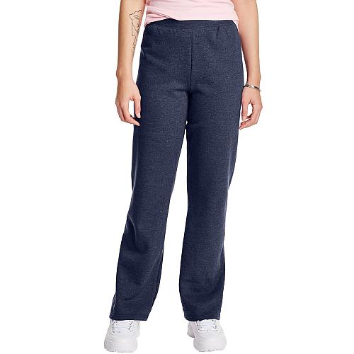 Hanes ComfortSoft EcoSmart Women's Open Bottom Leg Fleece Sweatpants Navy Hea...
