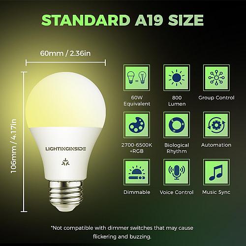 Lightinginside Matter Smart Light Bulbs Compatible with Alexa/Siri/Apple Home...