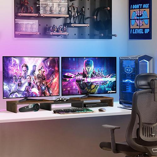 TAVR Dual Monitor Stand Riser Computer Monitor Stands for 2 Monitors Extra Lo...