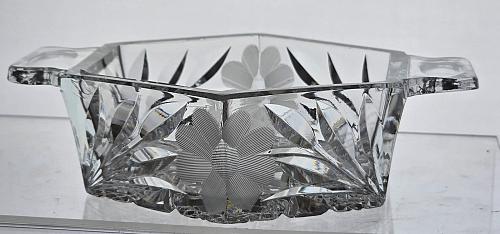 Cut glass dish with tabs American brilliant