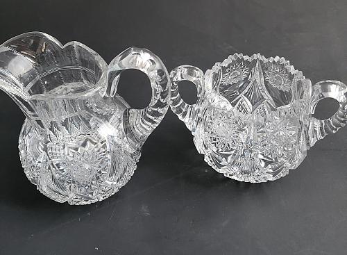 Dorflinger Sugar and creamer American Brilliant Period Cut Glass Antique