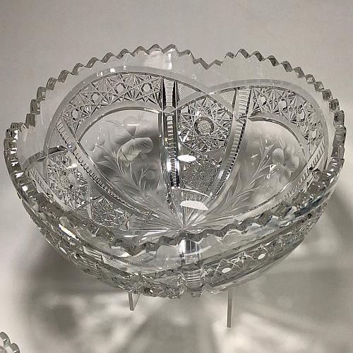 Tuthill American Brilliant Period hand Cut mouth blown blank bowl