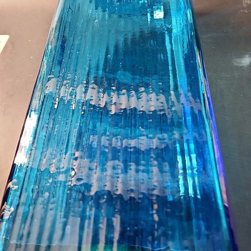 Blenko Glass blue rectangular vase 15. 75"