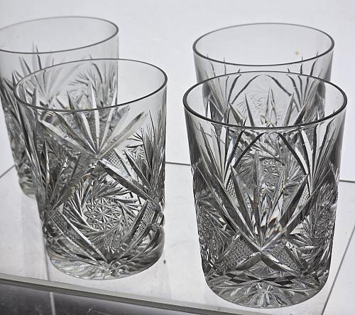 4 Crystal Cut Glass DOR pinwheel tumbler antique