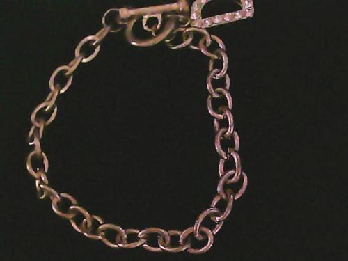 Silver Chain Bracelet with Crystal Accent Initial "D" Dangling Charm
