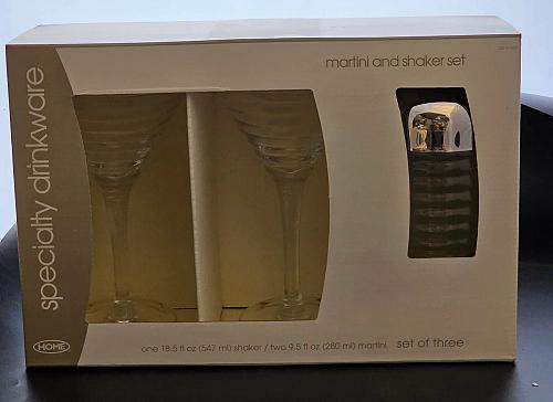 Martini and Shaker glass drink 3 piece set