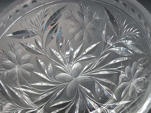 American Brilliant Period Cut Glass bowl ABP Antique Floral WHEEL CUT