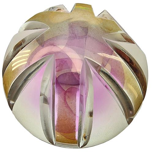 Hand cut glass art Paperweight signed Peter ORourke