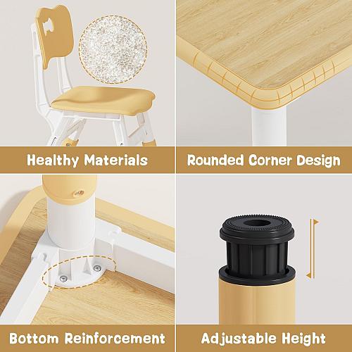 Brelley Kids Table and 2 Chairs Set Height Adjustable Toddler Table and Chair...