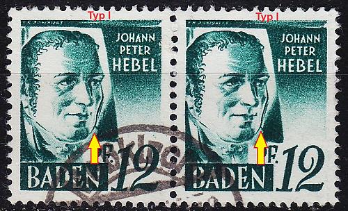 GERMANY Alliiert Franz. Zone [Baden] MiNr 0004 yv 2er ( O/used ) [03] Typ III+I